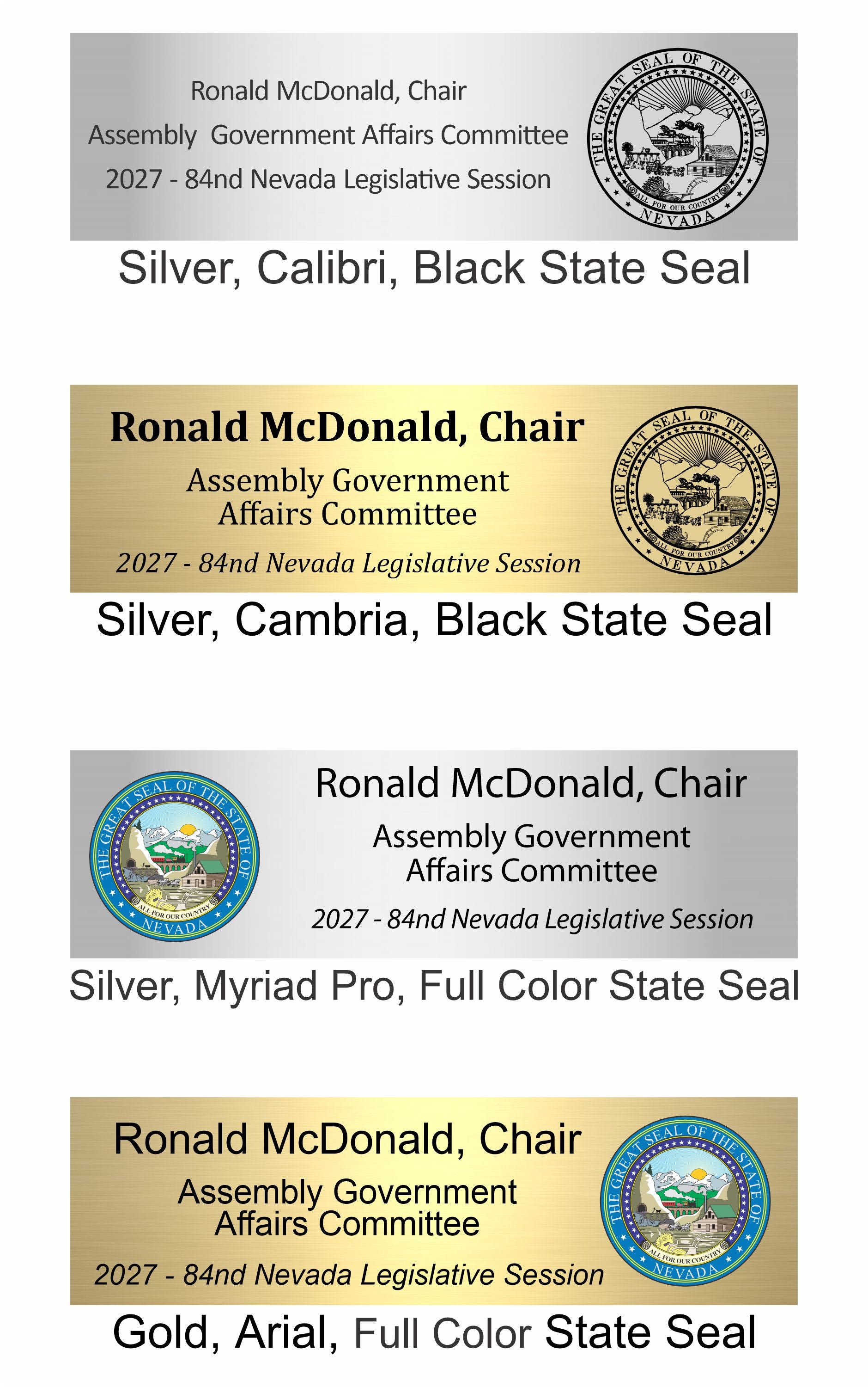 Quick-Turn Plate for Nevada Legislature