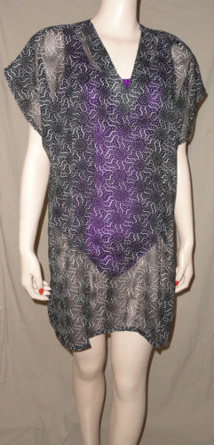 Sexy Sheer Black Suns Print Swimsuit Cover Up Coverup