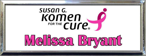 Silver Plastic 1" x 3 Name Badge with Square Corners