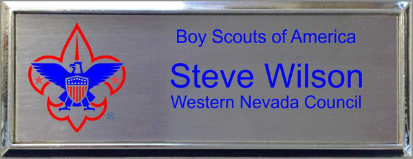 Silver Plastic 1" x 3 Name Badge with Square Corners