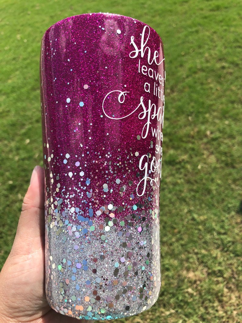 Magenta and Silver Glitter Tumbler
