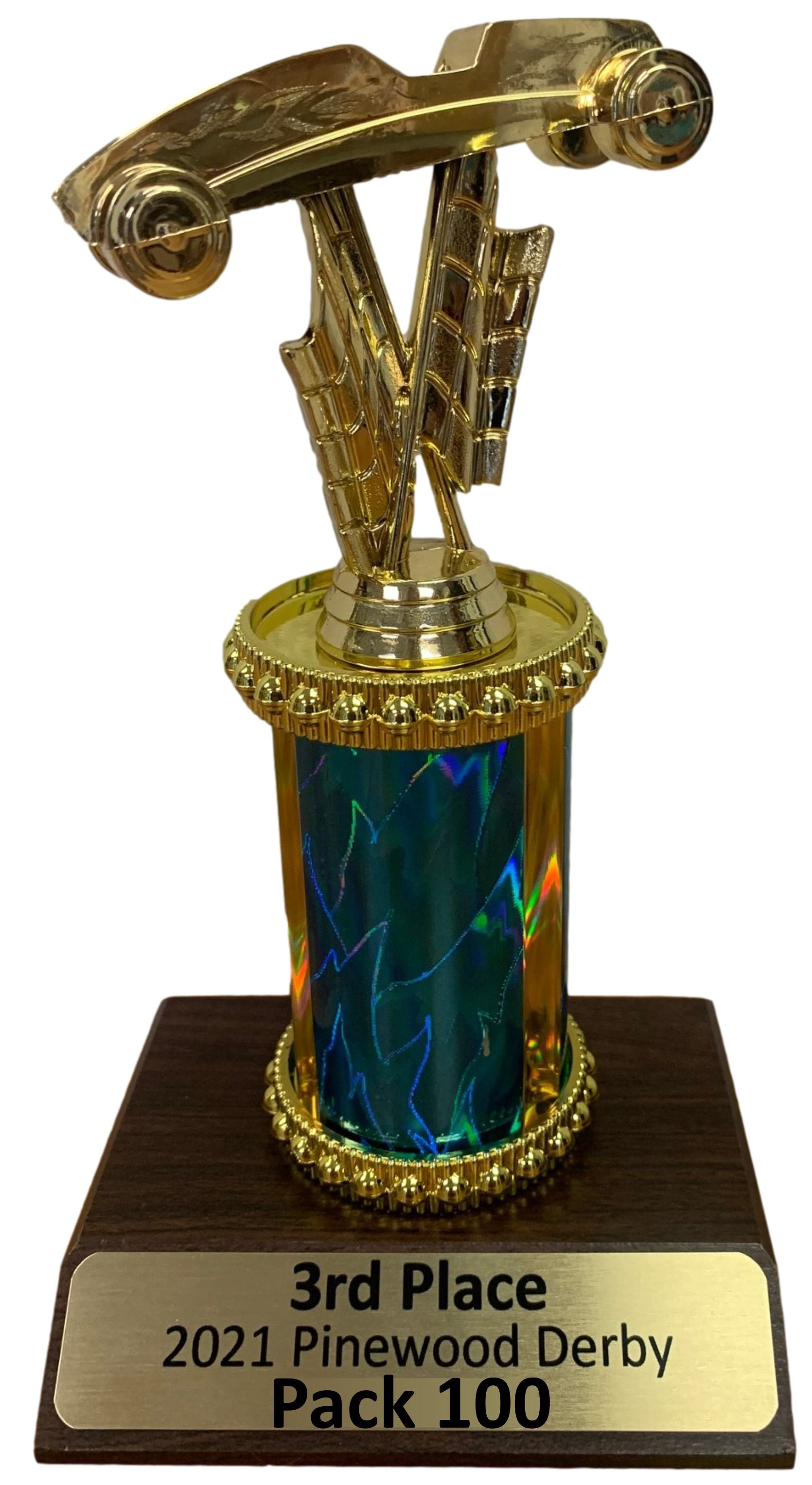 Pinewood Derby Trophy, Brown Wood Base