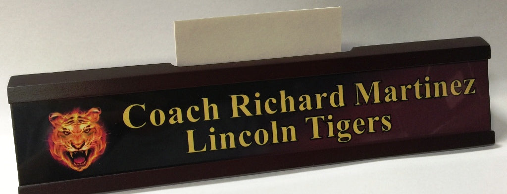 Mahogany Desk Wedge with Slots For Business Cards/Pens
