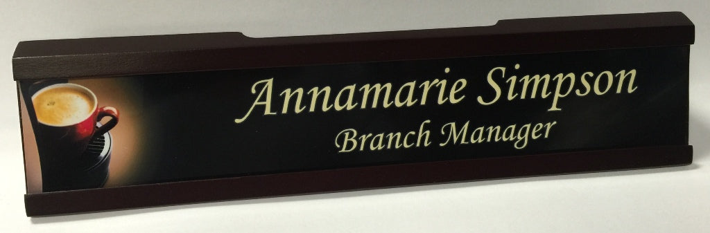 Mahogany Desk Wedge with Slots For Business Cards/Pens