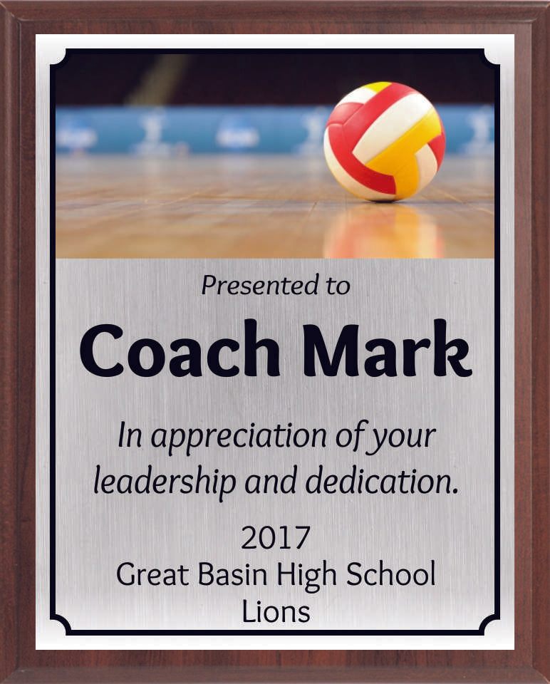 Red and Gold Volleyball Plaque
