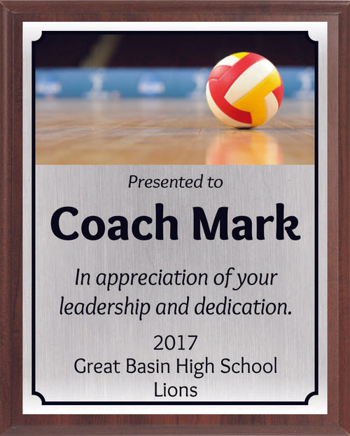 Red and Gold Volleyball Plaque