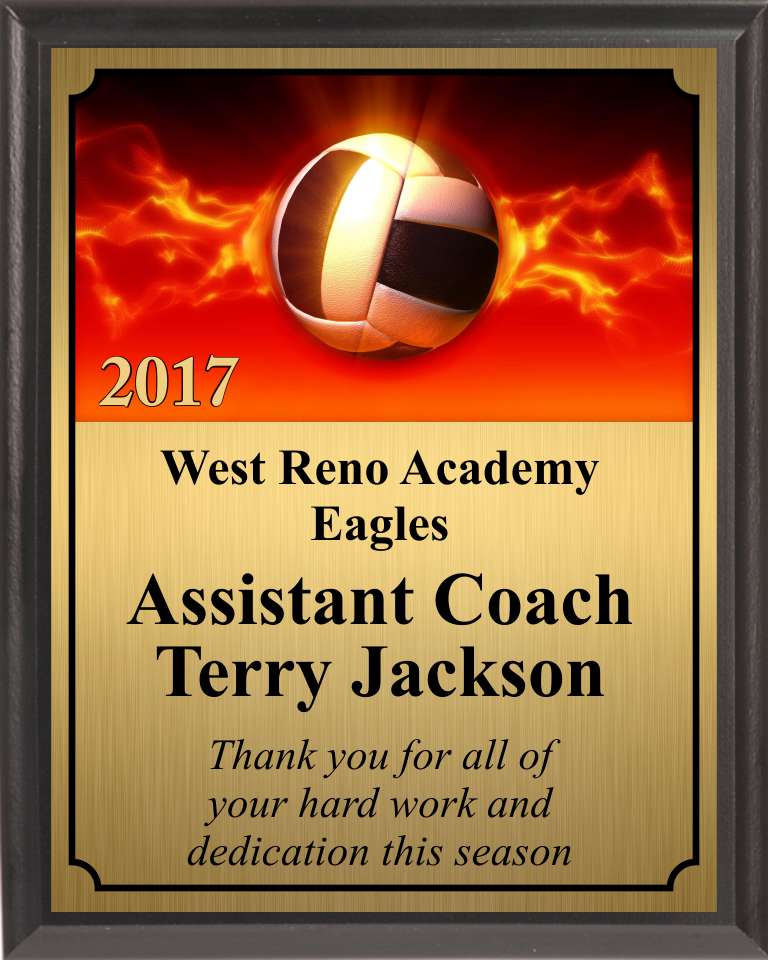 Flaming Volleyball Plaque