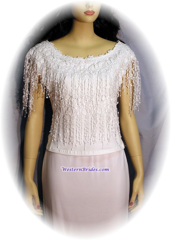 Fringed Rose Lace Top, White
