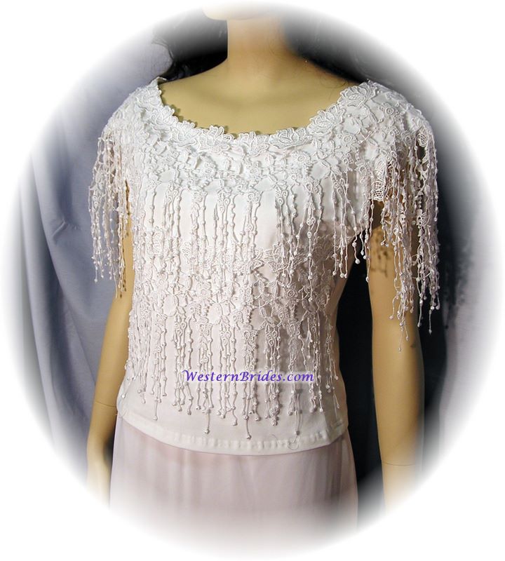 Fringed Rose Lace Top, White