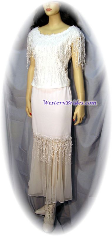 Fringed Rose Lace Skirt, White