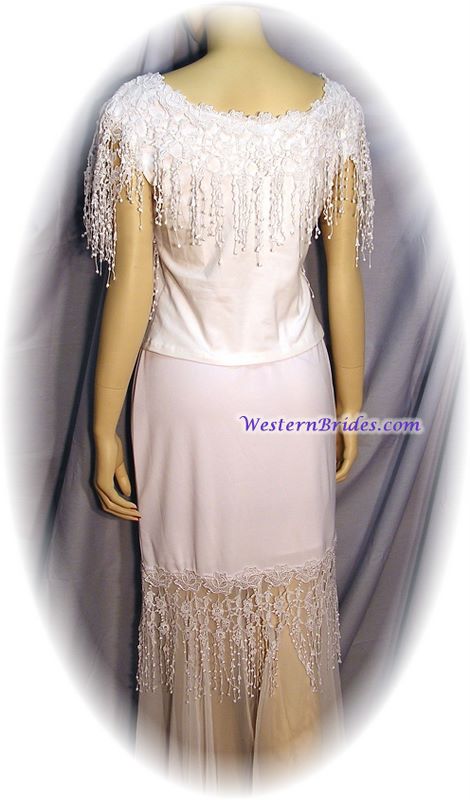 Fringed Rose Lace Skirt, White