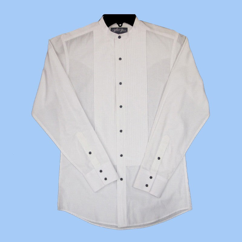 White Horse Banded Collar Western Tuxedo Shirt