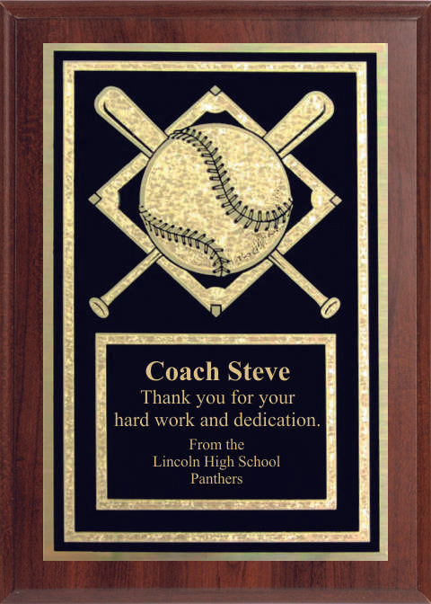 5x7 Economy Plaque with Engraved Baseball Plaque Plate