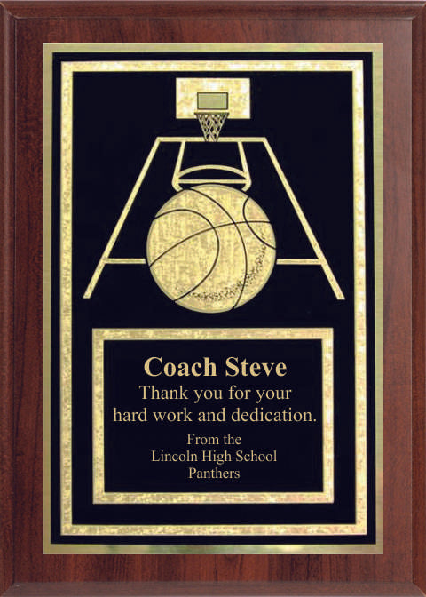 5x7 Economy Plaque with Engraved Basketball Plaque Plate