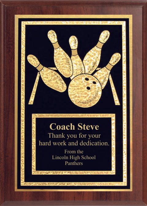 5x7 Economy Plaque with Engraved Bowling Plaque Plate